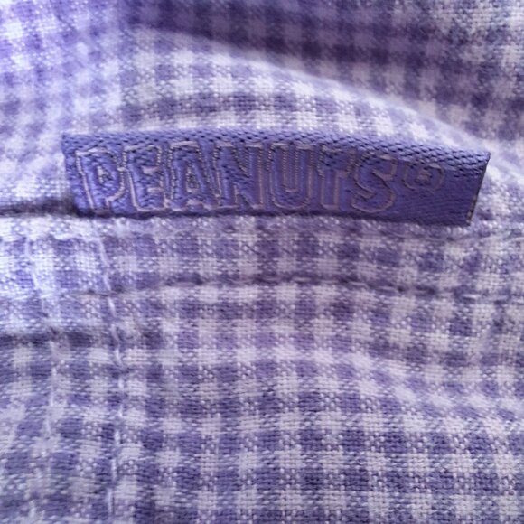 VTG Peanuts Shirt I've Had Enough Womens 18/20W Purple Plaid Short Sleeve Button - Picture 10 of 10